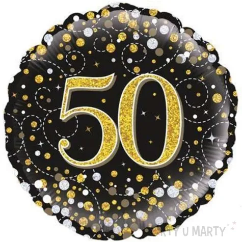 balon foliowy 50 urodziny czarny zloty oaktree 18 rnd