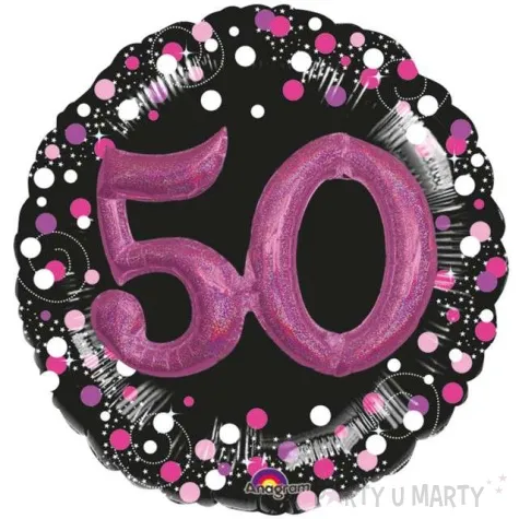 balon foliowy 50 urodziny glitz czarno rozowy amscan 32 rnd