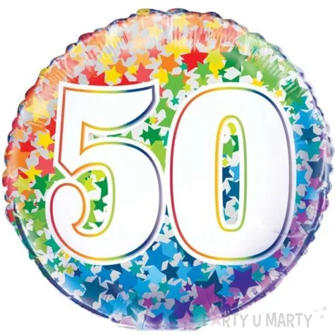 balon foliowy 50 urodziny rainbow unique 18 rnd
