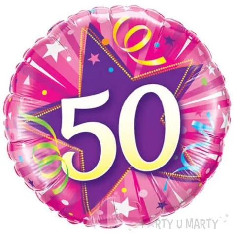 balon foliowy 50 urodziny rozowy qualatex 18 rnd