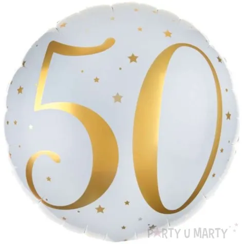 balon foliowy 50 urodziny zlote bialy santex 18 rnd