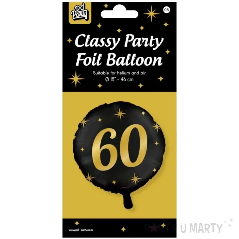 balon foliowy 60 urodziny classy party zloto czarny pd party 18 rnd