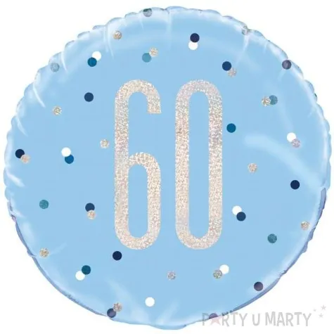 balon foliowy 60 urodziny glitz grochy niebieski unique 18 rnd