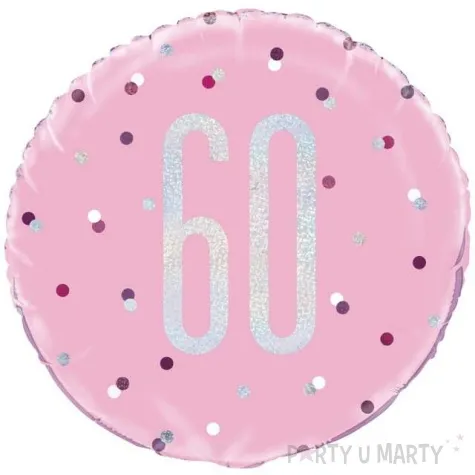 balon foliowy 60 urodziny glitz grochy rozowy unique 18 rnd