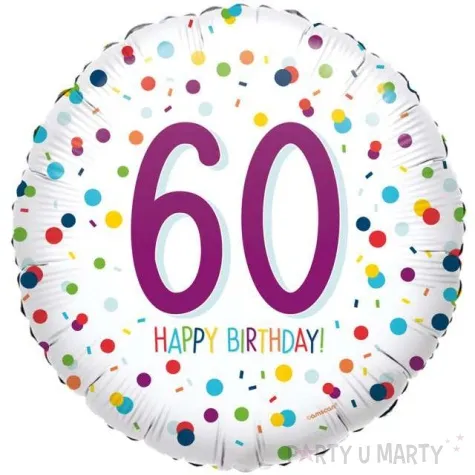 balon foliowy 60 urodziny happy birthday konfetti fioletowy amscan 40 cm