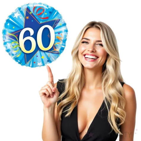 balon foliowy 60 urodziny niebieski qualatex 18 rnd