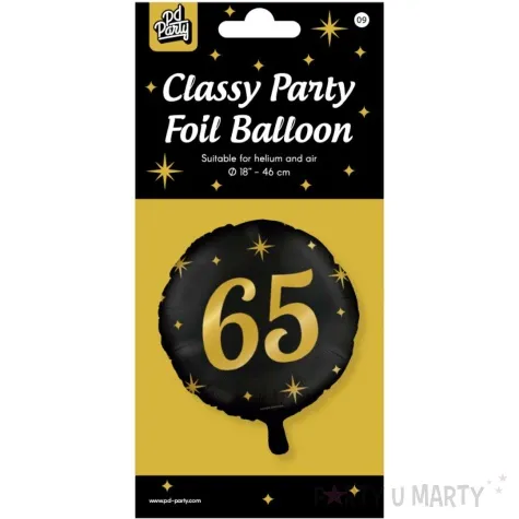 balon foliowy 65 urodziny classy party zloto czarny pd party 18 rnd