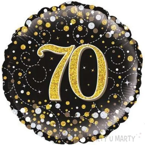 balon foliowy 70 urodziny czarny zloty oaktree 18 rnd