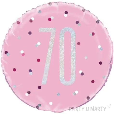 balon foliowy 70 urodziny glitz grochy rozowy unique 18 rnd