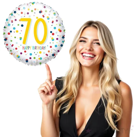 balon foliowy 70 urodziny happy birthday konfetti amscan 16 rnd