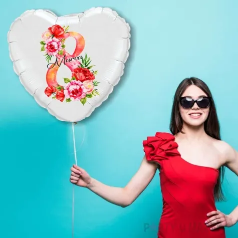 balon foliowy 8 marca bialy 18 hrt