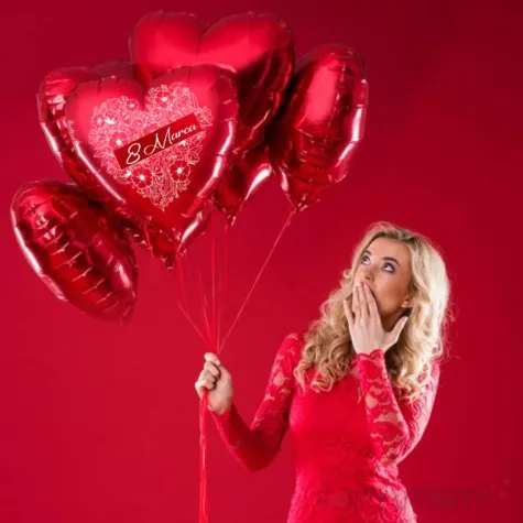 balon foliowy 8 marca czerwony 18 hrt