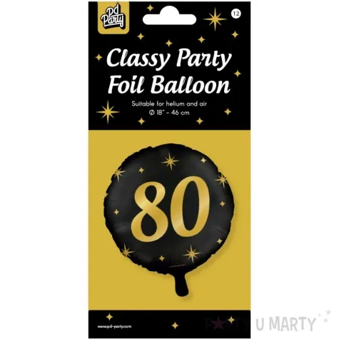 balon foliowy 80 urodziny classy party zloto czarny pd party 18 rnd
