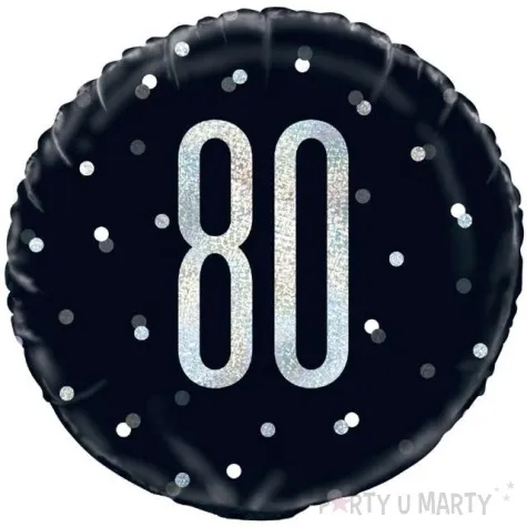 balon foliowy 80 urodziny glitz grochy czarny unique 18 rnd