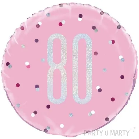 balon foliowy 80 urodziny glitz grochy rozowy unique 18 rnd
