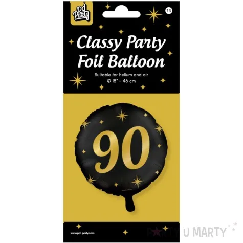 balon foliowy 90 urodziny classy party zloto czarny pd party 18 rnd