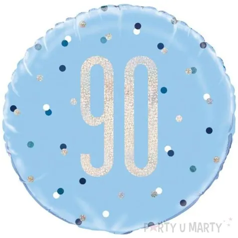 balon foliowy 90 urodziny glitz grochy niebieski unique 18 rnd