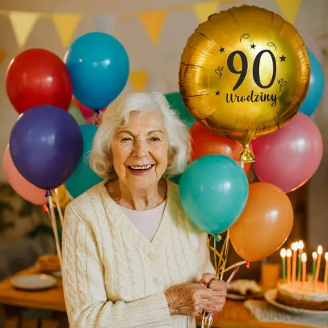 balon foliowy 90 urodziny zloty 18 rnd