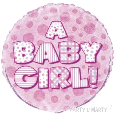 balon foliowy a baby girl jasno rozowy unique 18 rnd