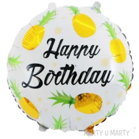 balon foliowy ananasowe happy birthday zolty 18 rnd