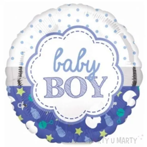 balon foliowy baby boy kropki niebieski amscan 9 rnd