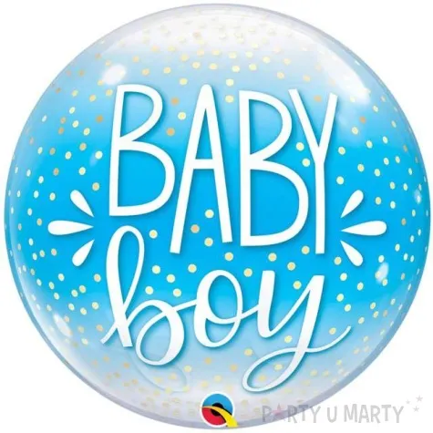 balon foliowy baby boy kropki niebieski qualatex 22 rnd