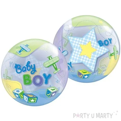 balon foliowy baby boy samoloty qualatex bubbles 22 orb