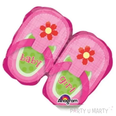 balon foliowy baby girl buciki z kwiatkiem rozowy amscan 10 shp