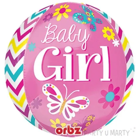 balon foliowy baby girl kwiatki i motylki amscan 16 orb