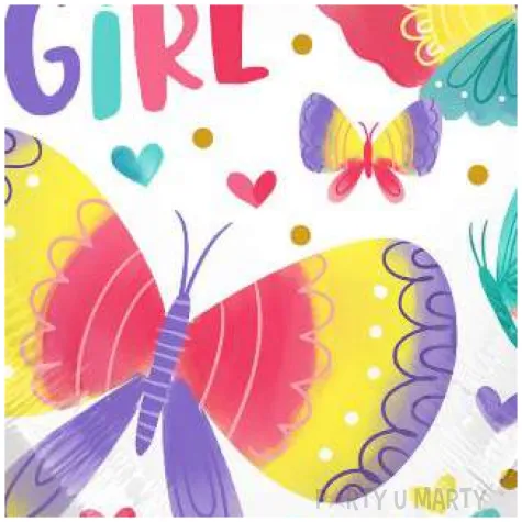 balon foliowy baby girl motylki w sercu amscan 18 hrt