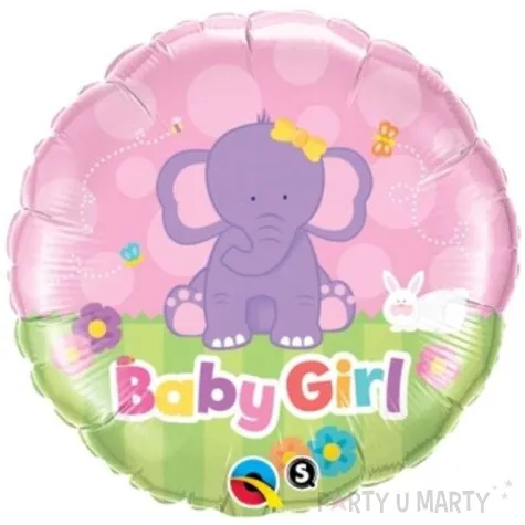 balon foliowy baby girl slonik rozowy qualatex 18 rnd