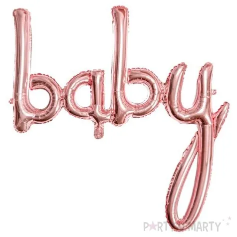 balon foliowy baby rozowy zloty partydeco 30 shp