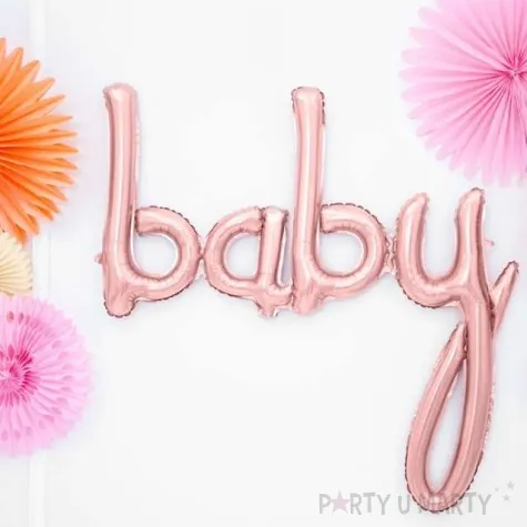 balon foliowy baby rozowy zloty partydeco 30 shp