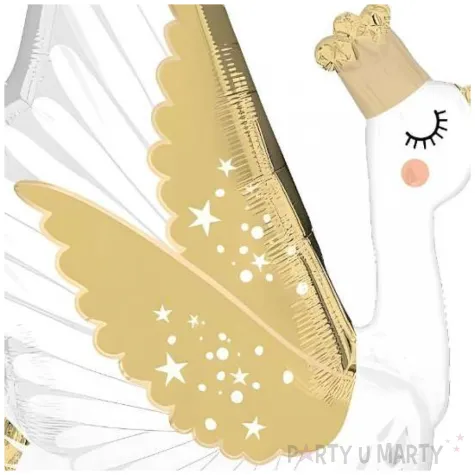 balon foliowy baby shower bocian bialy zloty amscan 18 shp