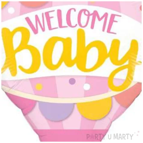 balon foliowy baby shower welcome baby rozowy qualatex 42 shp