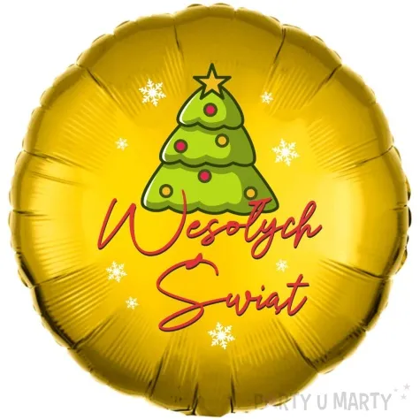 balon foliowy bajeczne swieta wesolych swiat choinka zloty 18 rnd