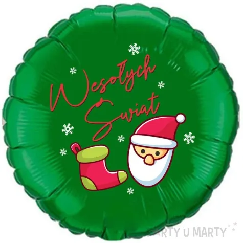 balon foliowy bajeczne swieta wesolych swiat mikolaj zielony 18 rnd