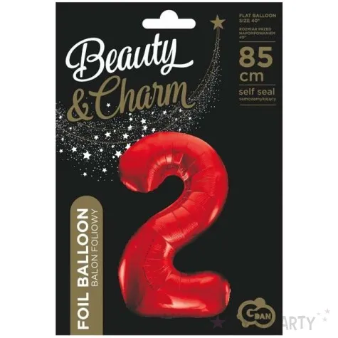 balon foliowy beauty and charm cyfra 2 czerwony godan 33 dgt