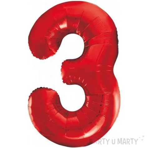 balon foliowy beauty and charm cyfra 3 czerwony godan 33 dgt