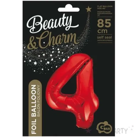 balon foliowy beauty and charm cyfra 4 czerwony godan 33 dgt