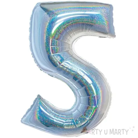 balon foliowy beauty and charm cyfra 5 srebrny holograficzny godan 30 dgt