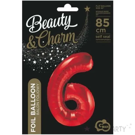 balon foliowy beauty and charm cyfra 6 czerwony godan 33 dgt