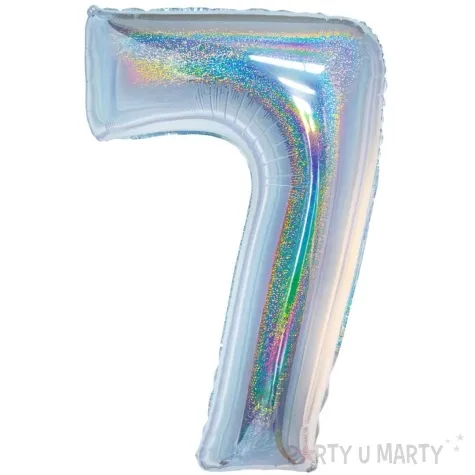 balon foliowy beauty and charm cyfra 7 srebrny holograficzny godan 30 dgt
