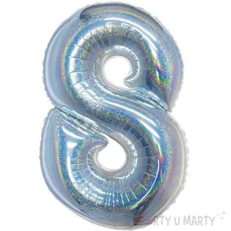 balon foliowy beauty and charm cyfra 8 srebrny holograficzny godan 30 dgt