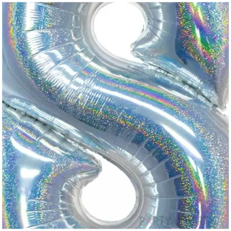 balon foliowy beauty and charm cyfra 8 srebrny holograficzny godan 30 dgt