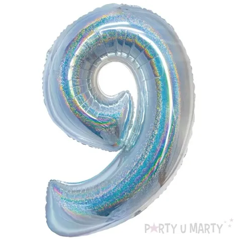 balon foliowy beauty and charm cyfra 9 srebrny holograficzny godan 30 dgt
