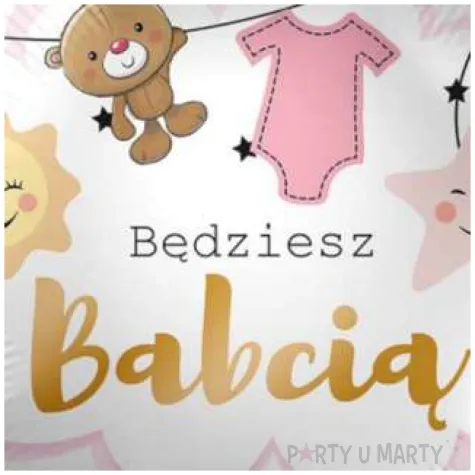 balon foliowy bedziesz babcia bialo rozowy premioloon 17 rnd