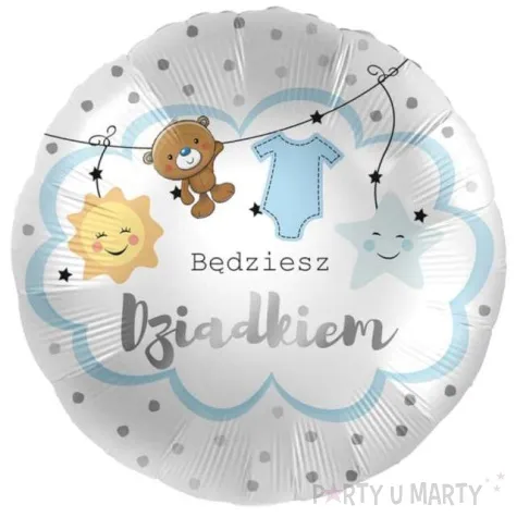 balon foliowy bedziesz dziadkiem bialo niebieski amscan 17 rnd