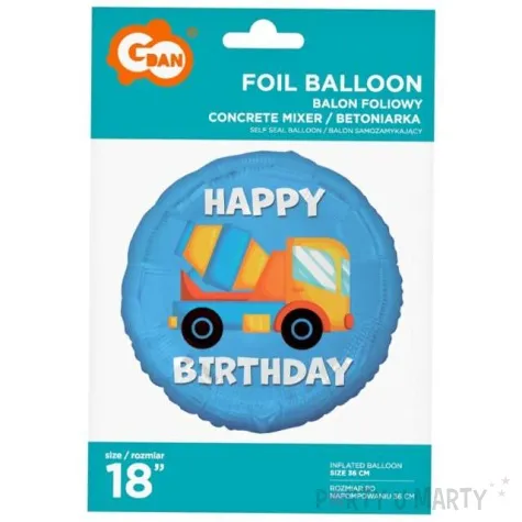 balon foliowy betoniarka happy birthday niebieski godan 18 rnd