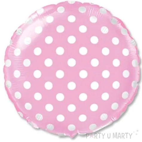 balon foliowy biale grochy rozowy flexmetal 18 rnd